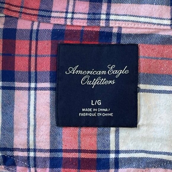 AMERICAN EAGLE Plaid Pearl Button Shirt - Size Large - Picture 4 of 5